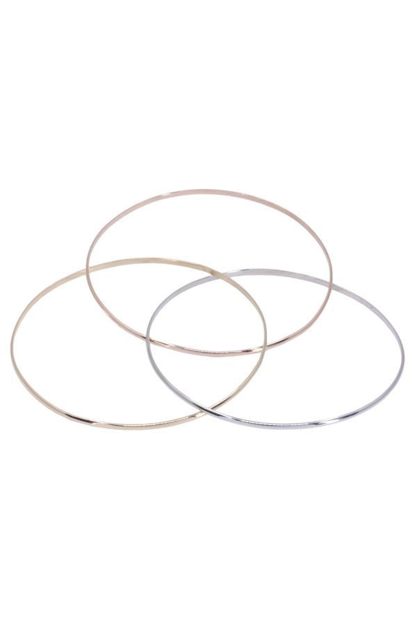 Bracelet jonc 3 anneaux en or jaune, or blanc et or rose - Castafiore