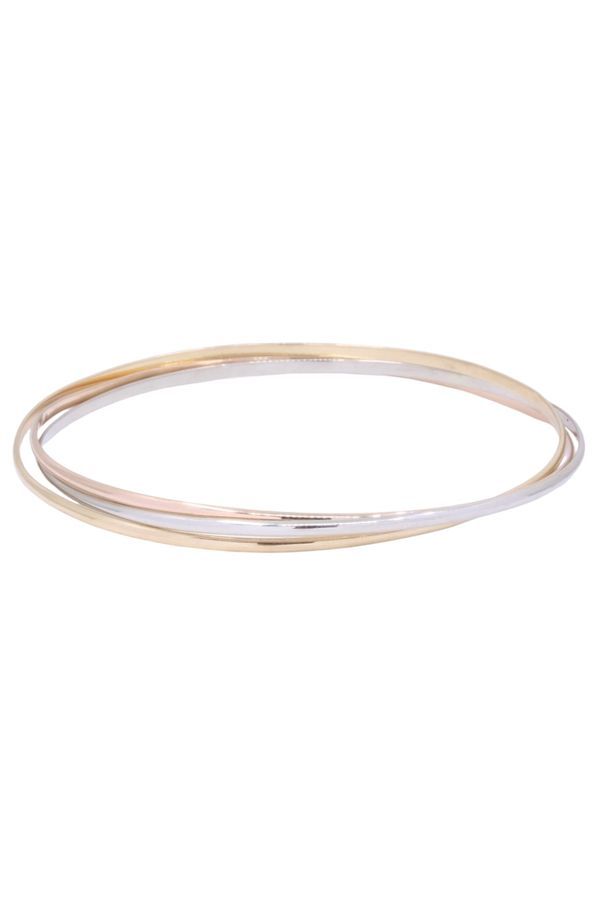 Bracelet jonc 3 anneaux en or jaune, or blanc et or rose - Castafiore