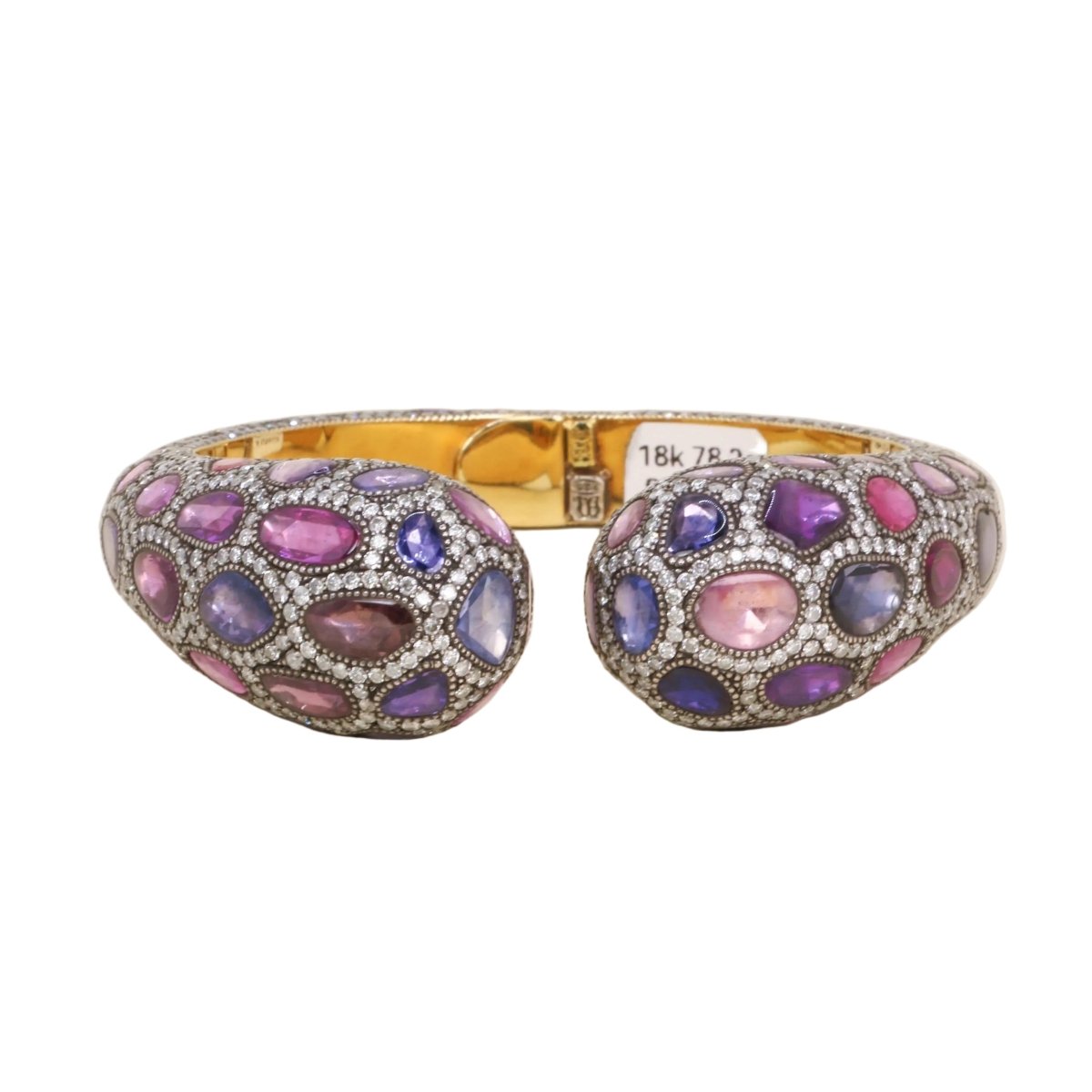 Bracelet Jonc ANDRÉ MARCHA en or jaune, argent, saphirs et diamants - Castafiore
