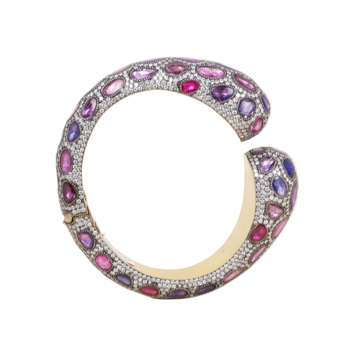 Bracelet Jonc ANDRÉ MARCHA en or jaune, argent, saphirs et diamants - Castafiore
