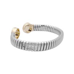 Bracelet Jonc BULGARI "Bulgari - Bulgari" en or jaune, acier et onyx - Castafiore
