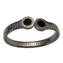 Bracelet Jonc BULGARI "Bvlgari Bvlgari" en acier inoxydable et onyx - Castafiore