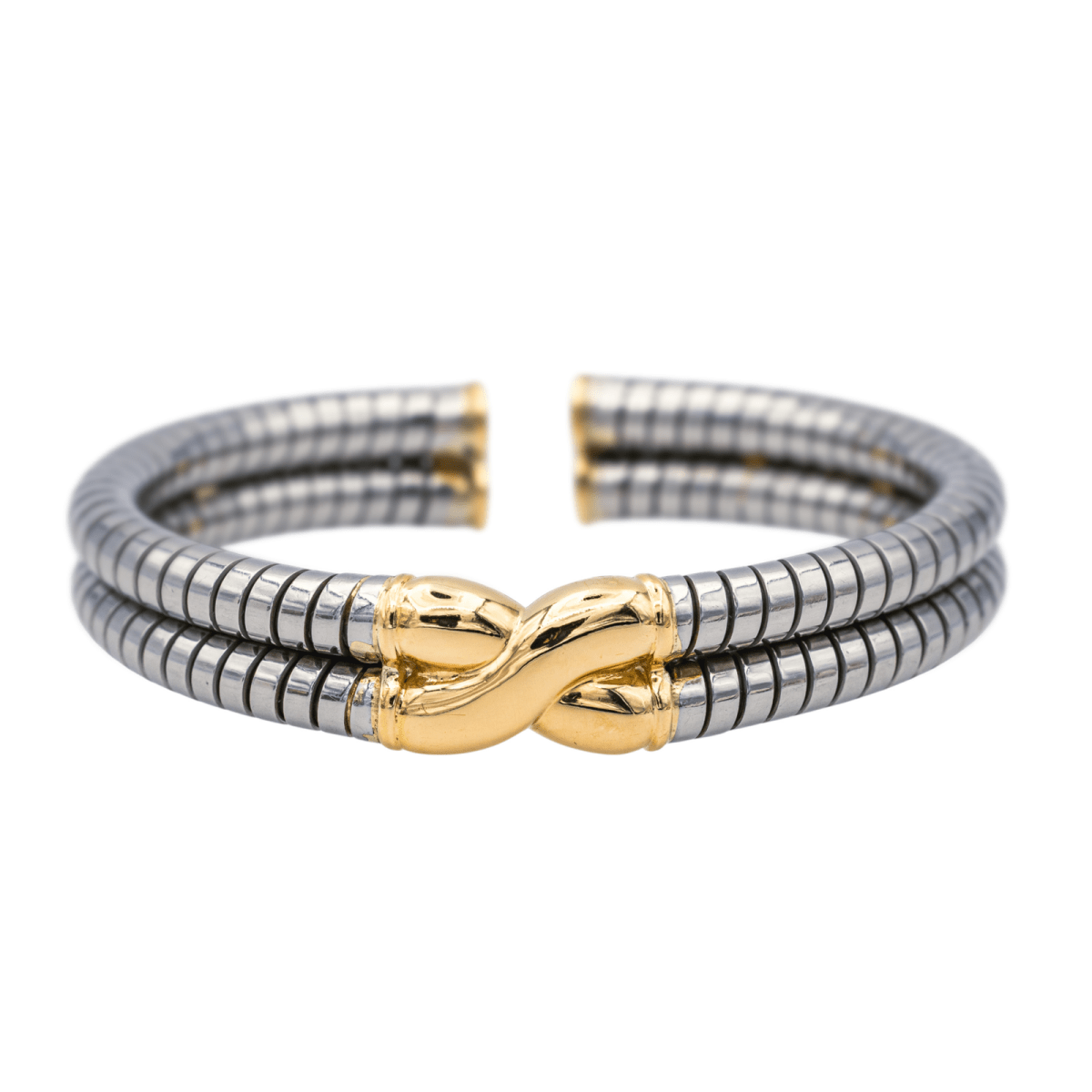 Bracelet Jonc BULGARI en or jaune et acier - Castafiore