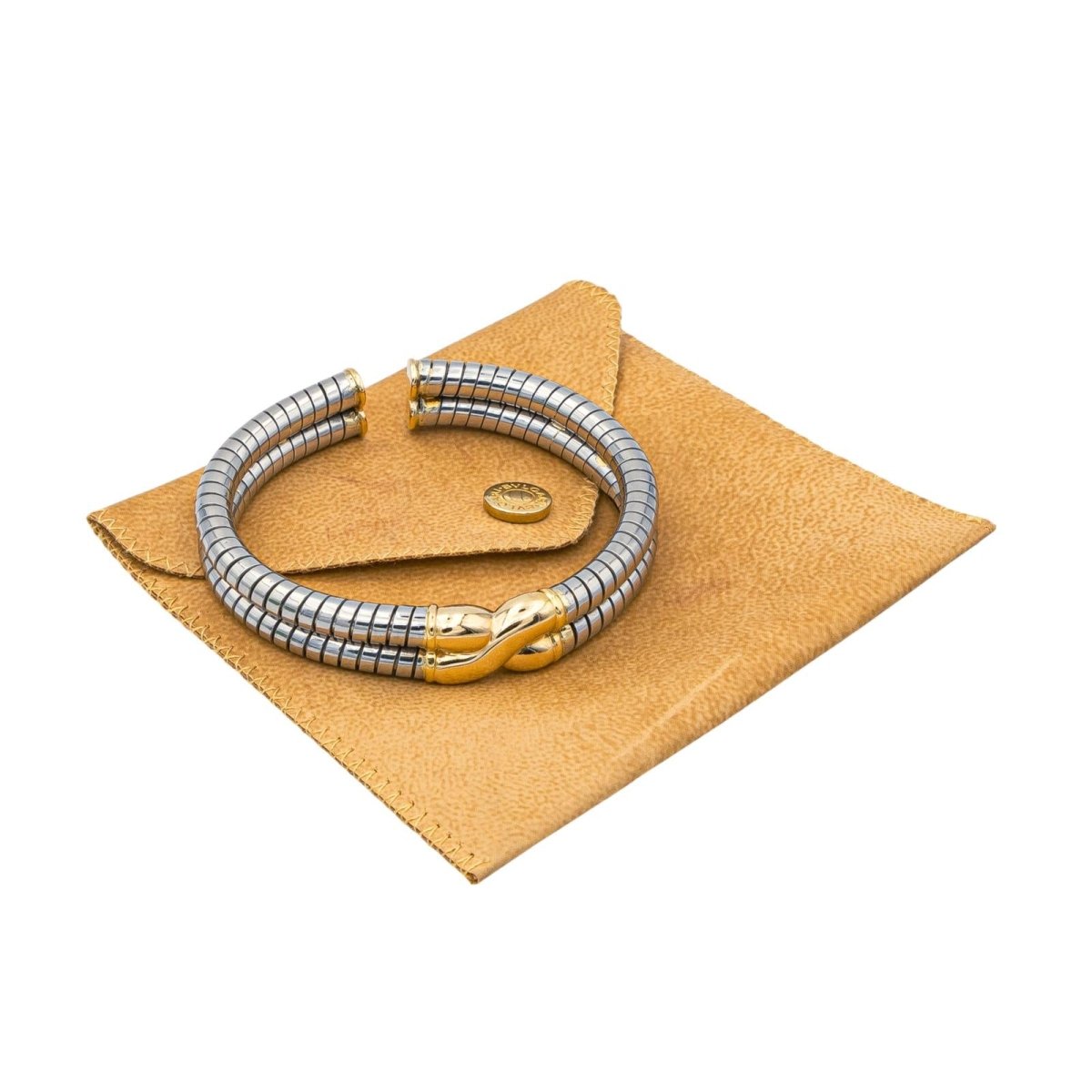 Bracelet Jonc BULGARI en or jaune et acier - Castafiore