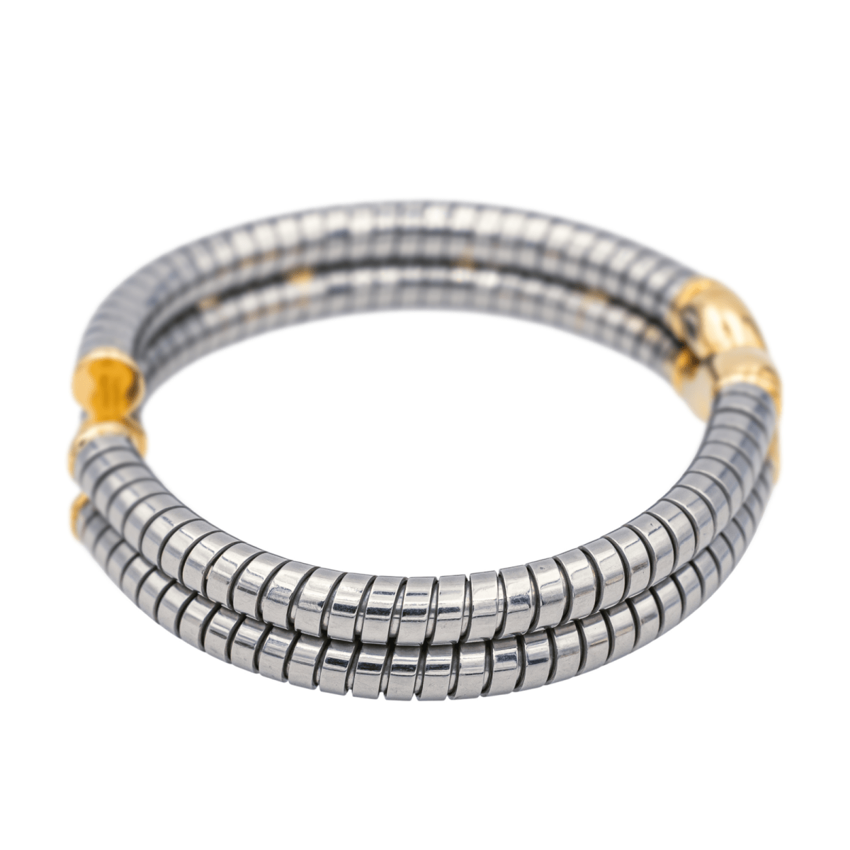 Bracelet Jonc BULGARI en or jaune et acier - Castafiore