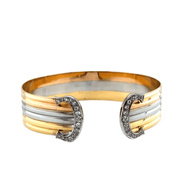 Bracelet Jonc CARTIER "Double C" en or jaune, or blanc, or rose et diamants - Castafiore