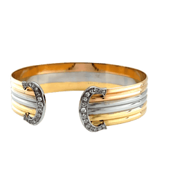 Bracelet Jonc CARTIER "Double C" en or jaune, or blanc, or rose et diamants - Castafiore