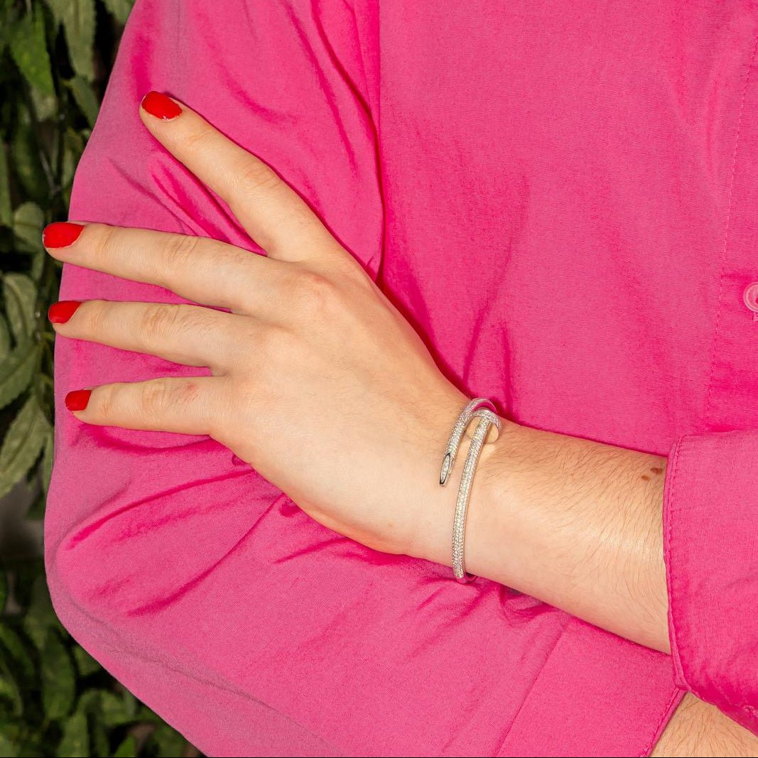 Bracelet Jonc CARTIER "Juste Un Clou" en or blanc et diamants - Castafiore