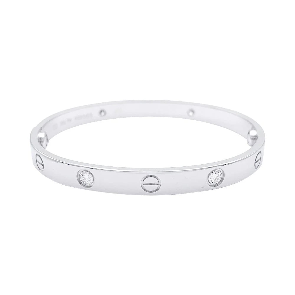 Bracelet Jonc CARTIER "Love" en or blanc et diamants - Castafiore