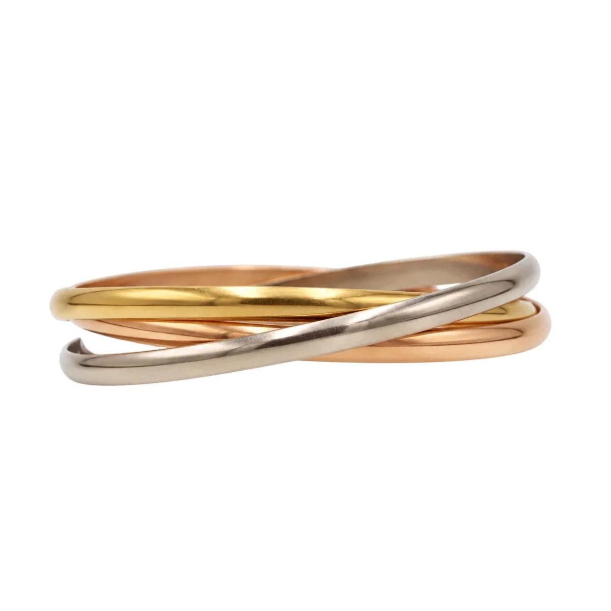 Bracelet Jonc CARTIER "Trinity" MM en or blanc, or jaune et or rose - Castafiore