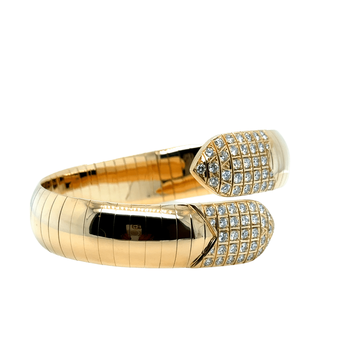 Bracelet Jonc CHAUMET "Plume" en or jaune et diamants - Castafiore