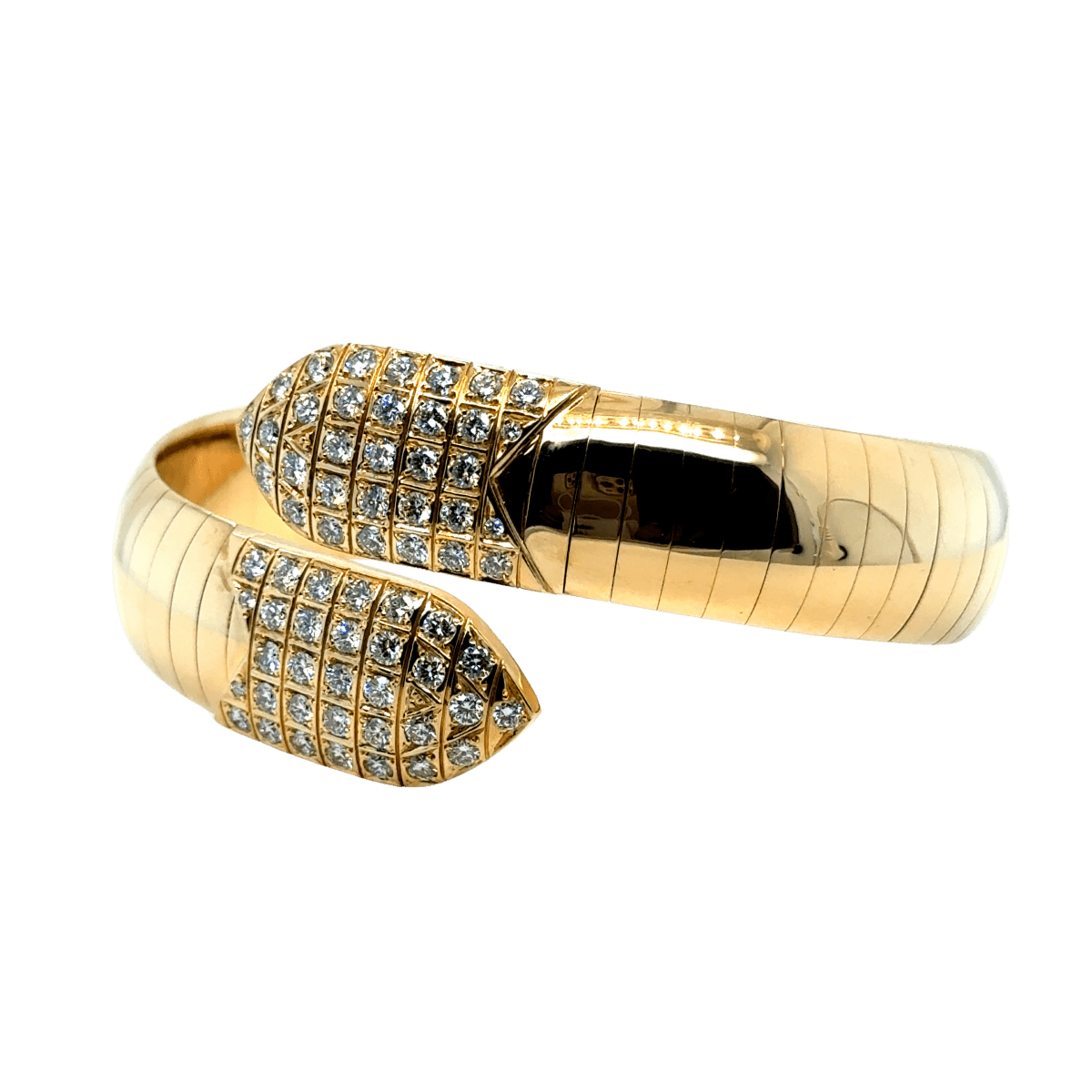 Bracelet Jonc CHAUMET "Plume" en or jaune et diamants - Castafiore