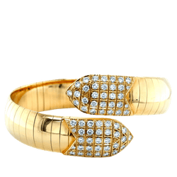 Bracelet Jonc CHAUMET "Plume" en or jaune et diamants - Castafiore