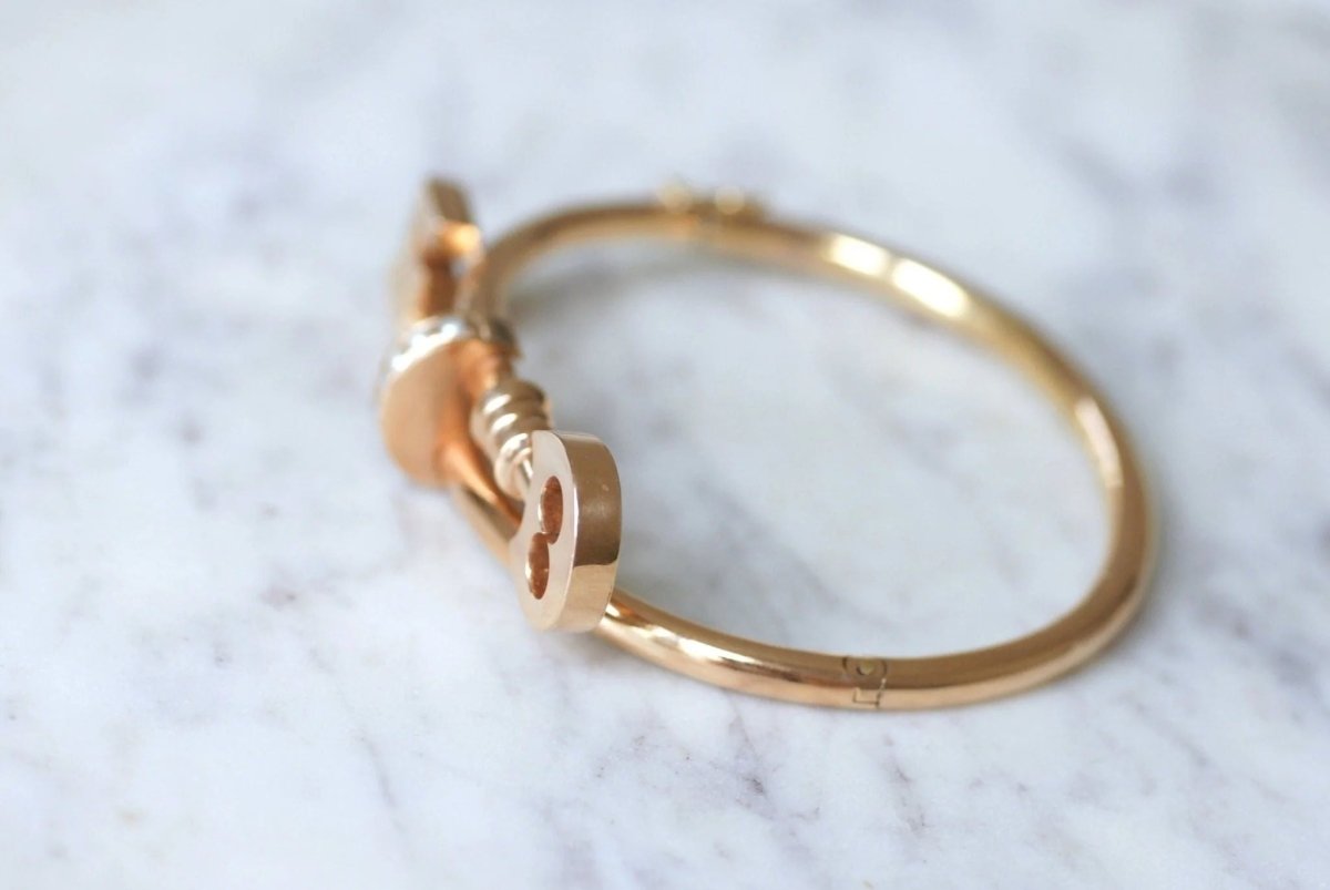 Bracelet jonc clé en or rose - Castafiore