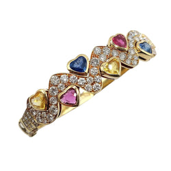 Bracelet Jonc CRISTILLI en or jaune, saphirs et diamants - Castafiore