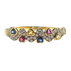 Bracelet Jonc CRISTILLI en or jaune, saphirs et diamants - Castafiore