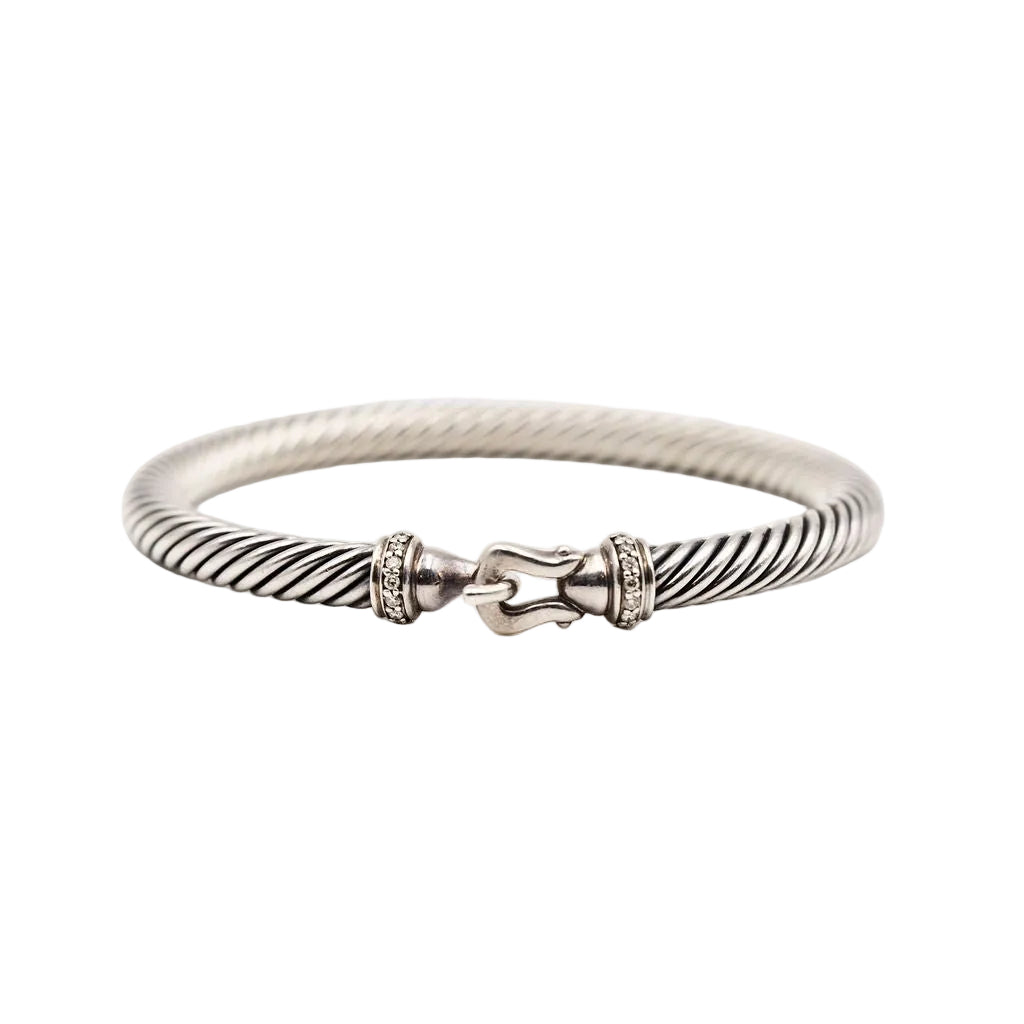 Bracelet Jonc DAVID YURMAN "Buckle Classic Cable" en argent et diamant - Castafiore