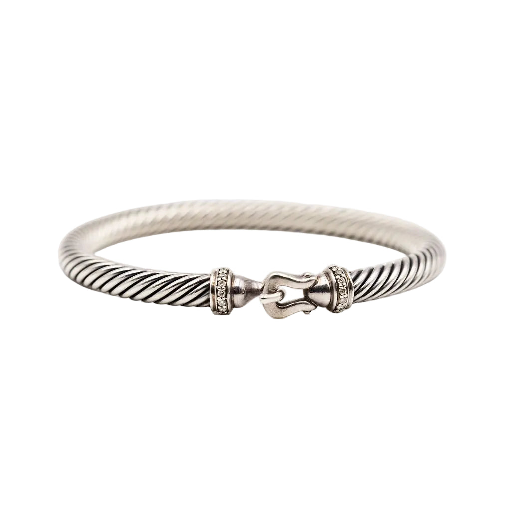 Bracelet Jonc DAVID YURMAN "Buckle Classic Cable" en argent et diamant - Castafiore