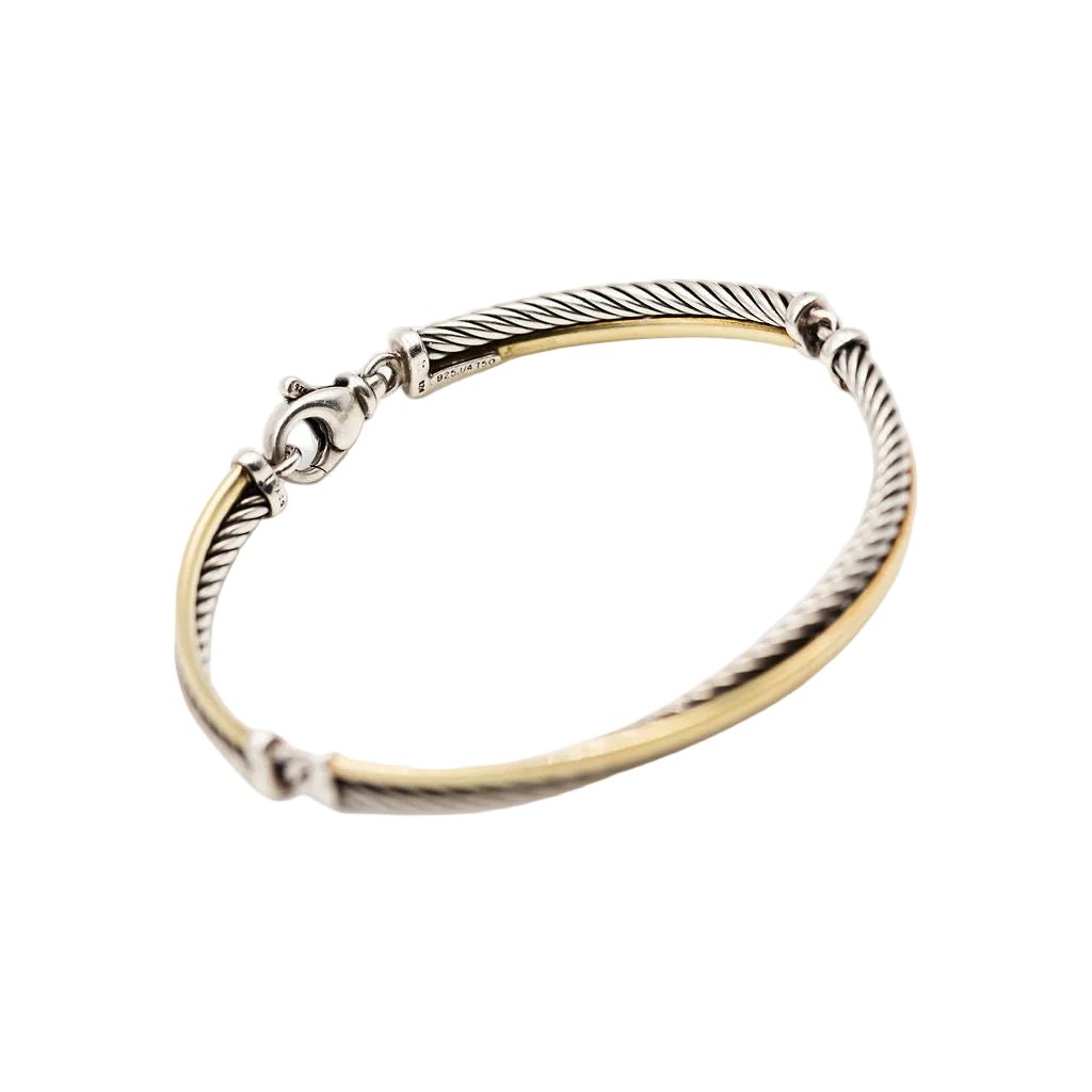 Bracelet Jonc DAVID YURMAN "Crossover" en or jaune et argent - Castafiore
