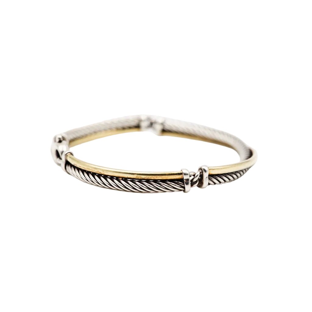 Bracelet Jonc DAVID YURMAN "Crossover" en or jaune et argent - Castafiore