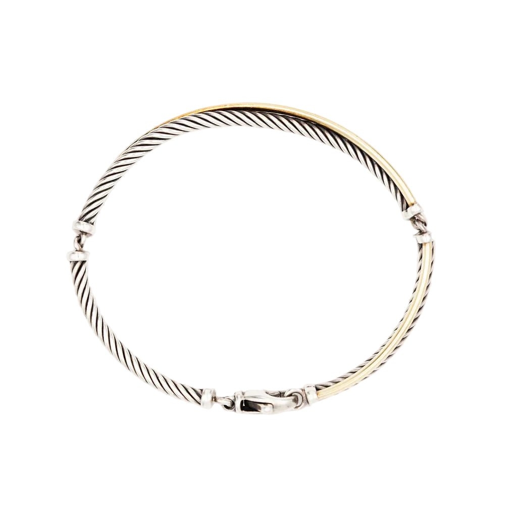 Bracelet Jonc DAVID YURMAN "Crossover" en or jaune et argent - Castafiore