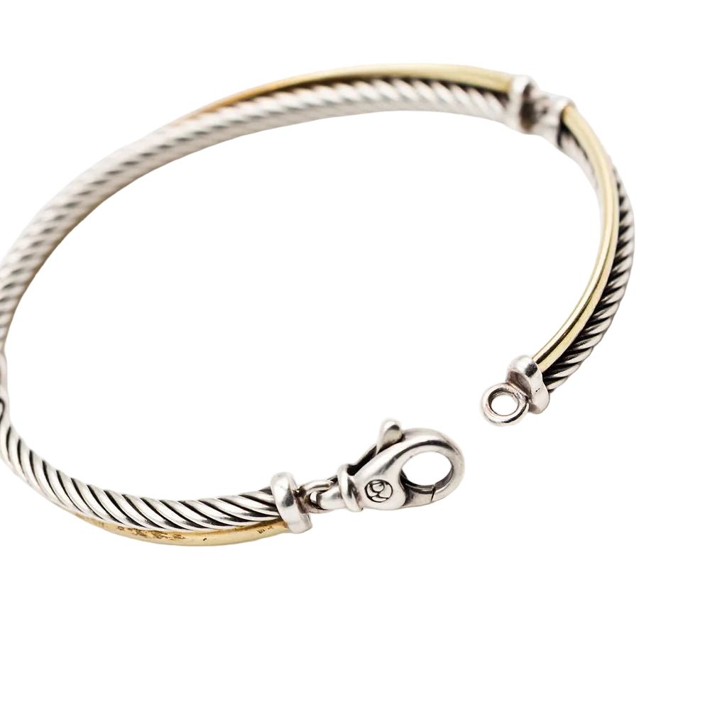Bracelet Jonc DAVID YURMAN "Crossover" en or jaune et argent - Castafiore