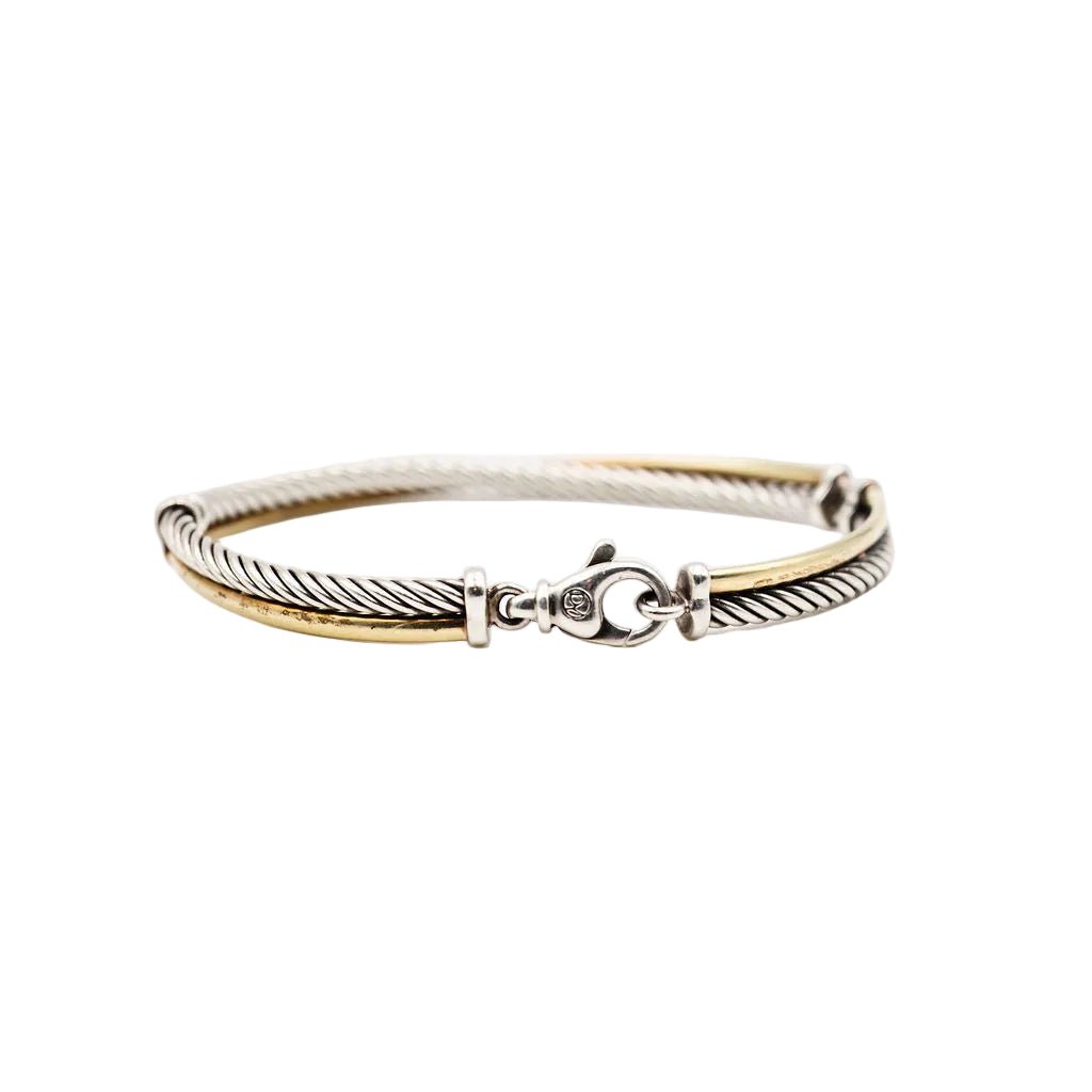 Bracelet Jonc DAVID YURMAN "Crossover" en or jaune et argent - Castafiore