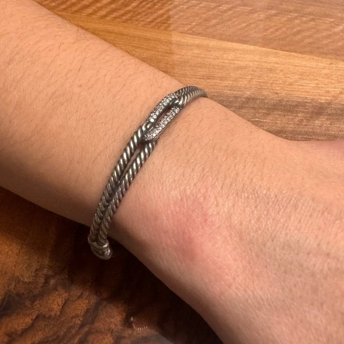 Bracelet Jonc DAVID YURMAN en argent et diamants - Castafiore