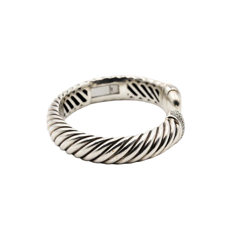 Bracelet jonc DAVID YURMAN "Narrow Waverly" en argent et diamants - Castafiore