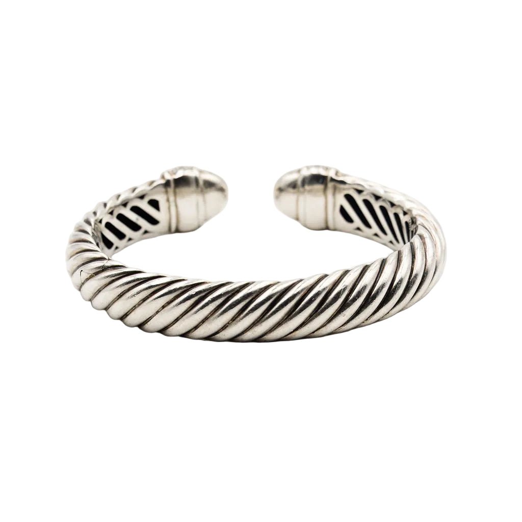 Bracelet jonc DAVID YURMAN "Narrow Waverly" en argent et diamants - Castafiore