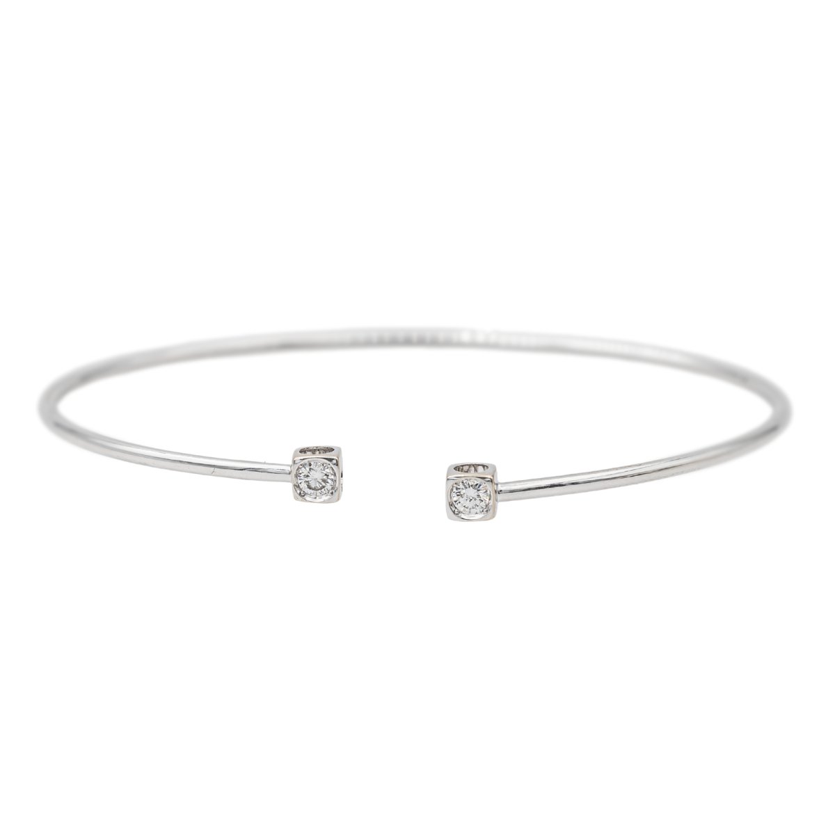 Bracelet Jonc DINH VAN "Le Cube" en or blanc et diamants - Castafiore