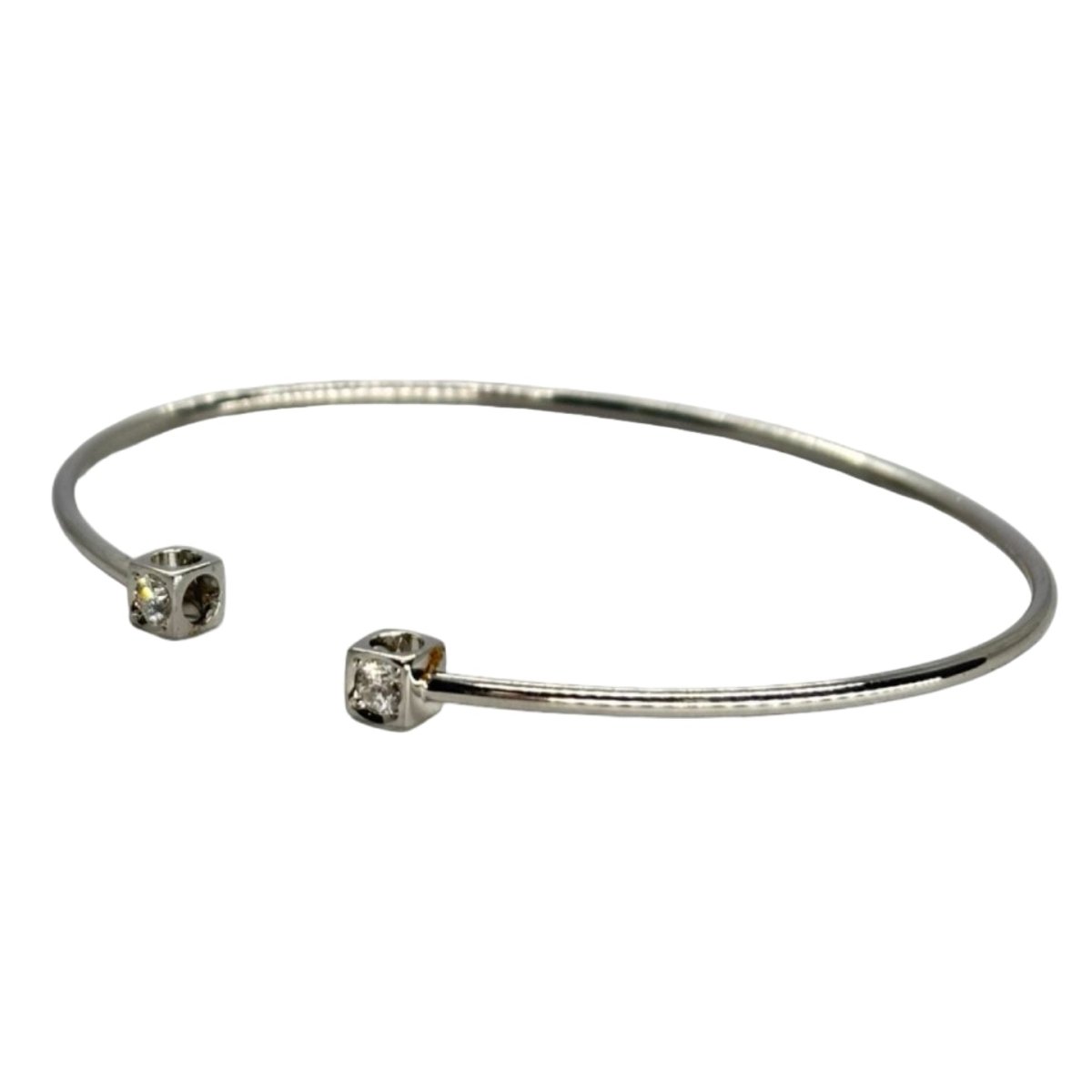 Bracelet Jonc DINH VAN "Le Cube" en or blanc et diamants - Castafiore
