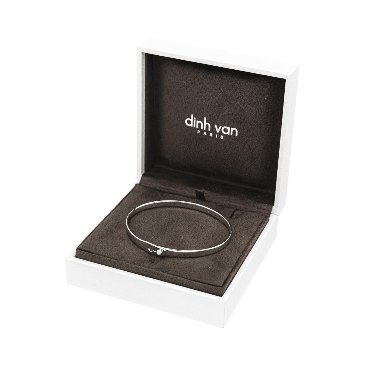 Bracelet Jonc DINH VAN "Serrure" en or blanc et diamant - Castafiore
