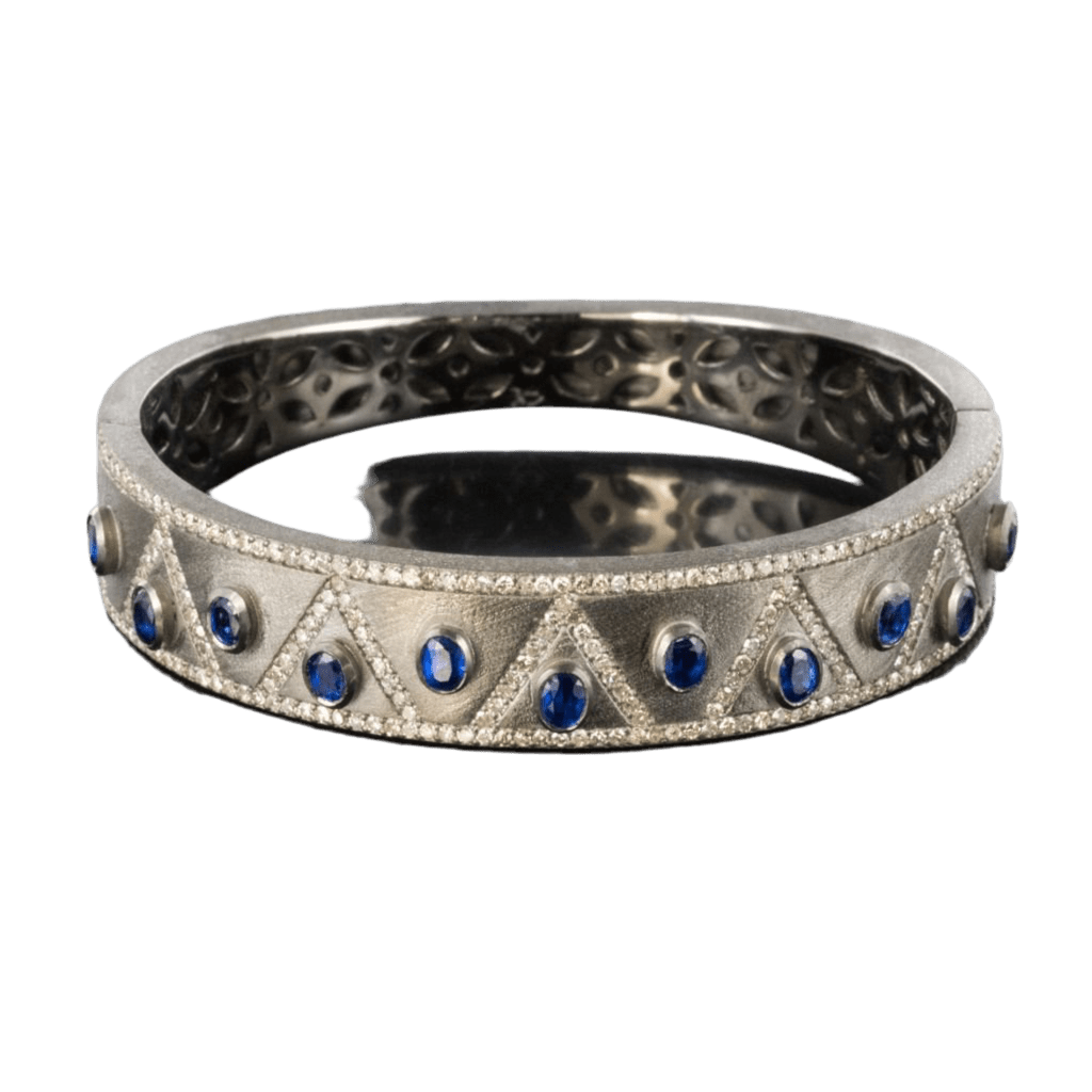 Bracelet Jonc en argent, cyanites et diamants - Castafiore