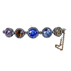 Bracelet jonc en or 18 carats, multipierres: saphir,topazes,citrine. Epoque Napoléon III - Castafiore