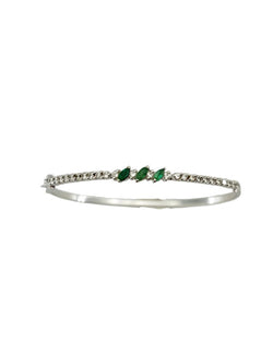 Bracelet Jonc en or blanc, émeraudes et diamants - Castafiore