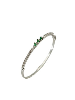 Bracelet Jonc en or blanc, émeraudes et diamants - Castafiore