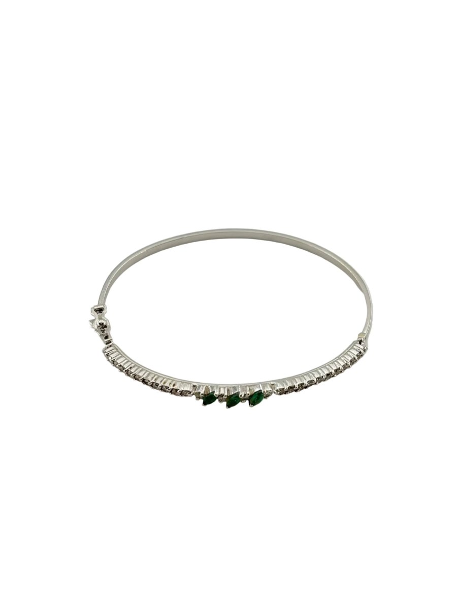 Bracelet Jonc en or blanc, émeraudes et diamants - Castafiore