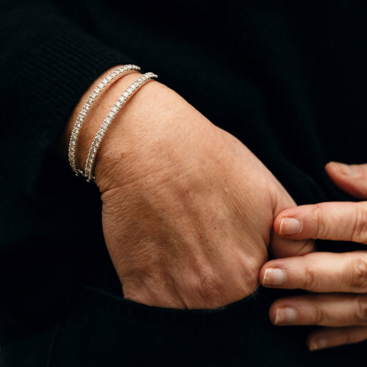 Bracelet Jonc en or blanc et diamants - Castafiore