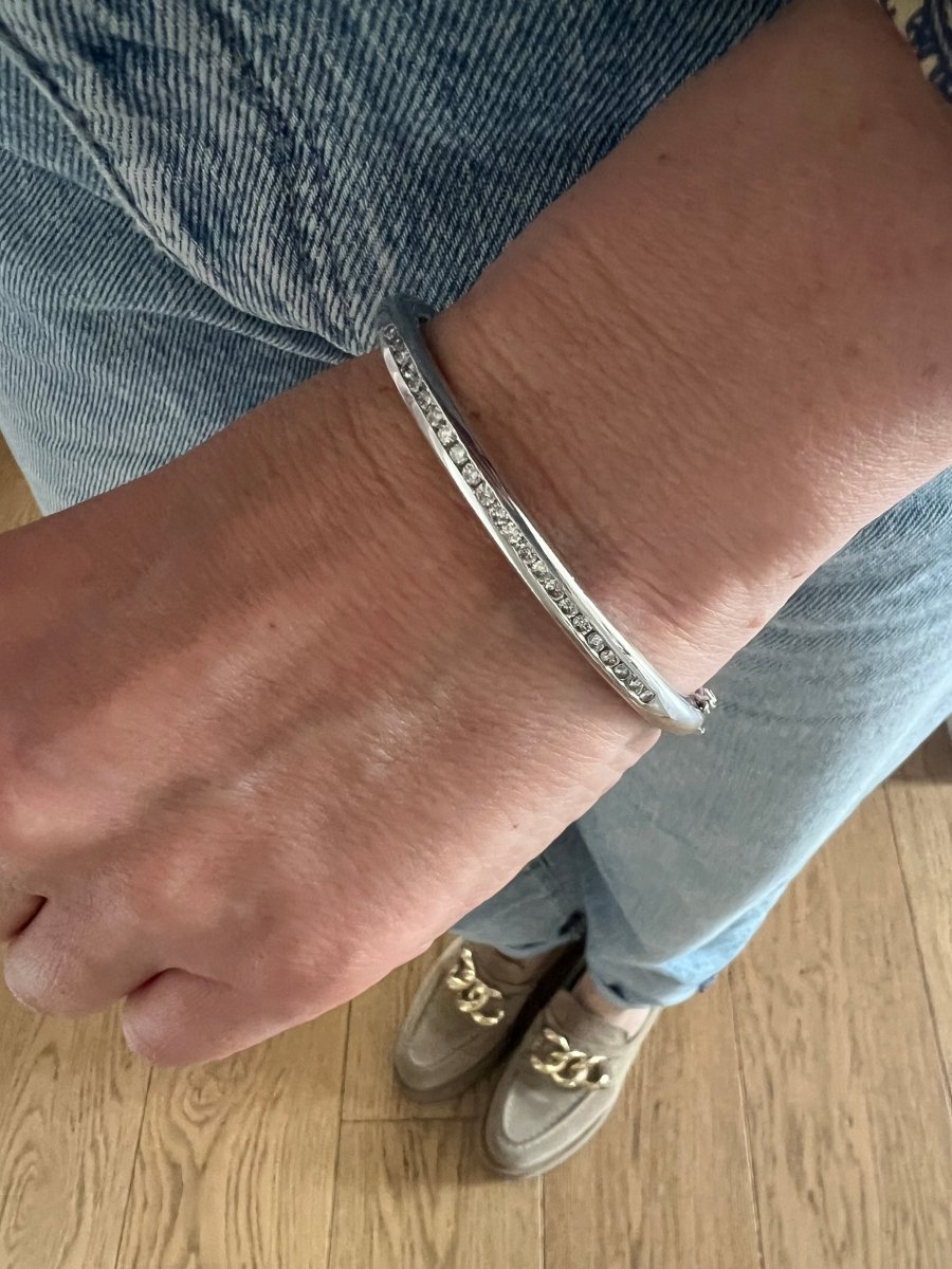 Bracelet Jonc en or blanc et diamants - Castafiore