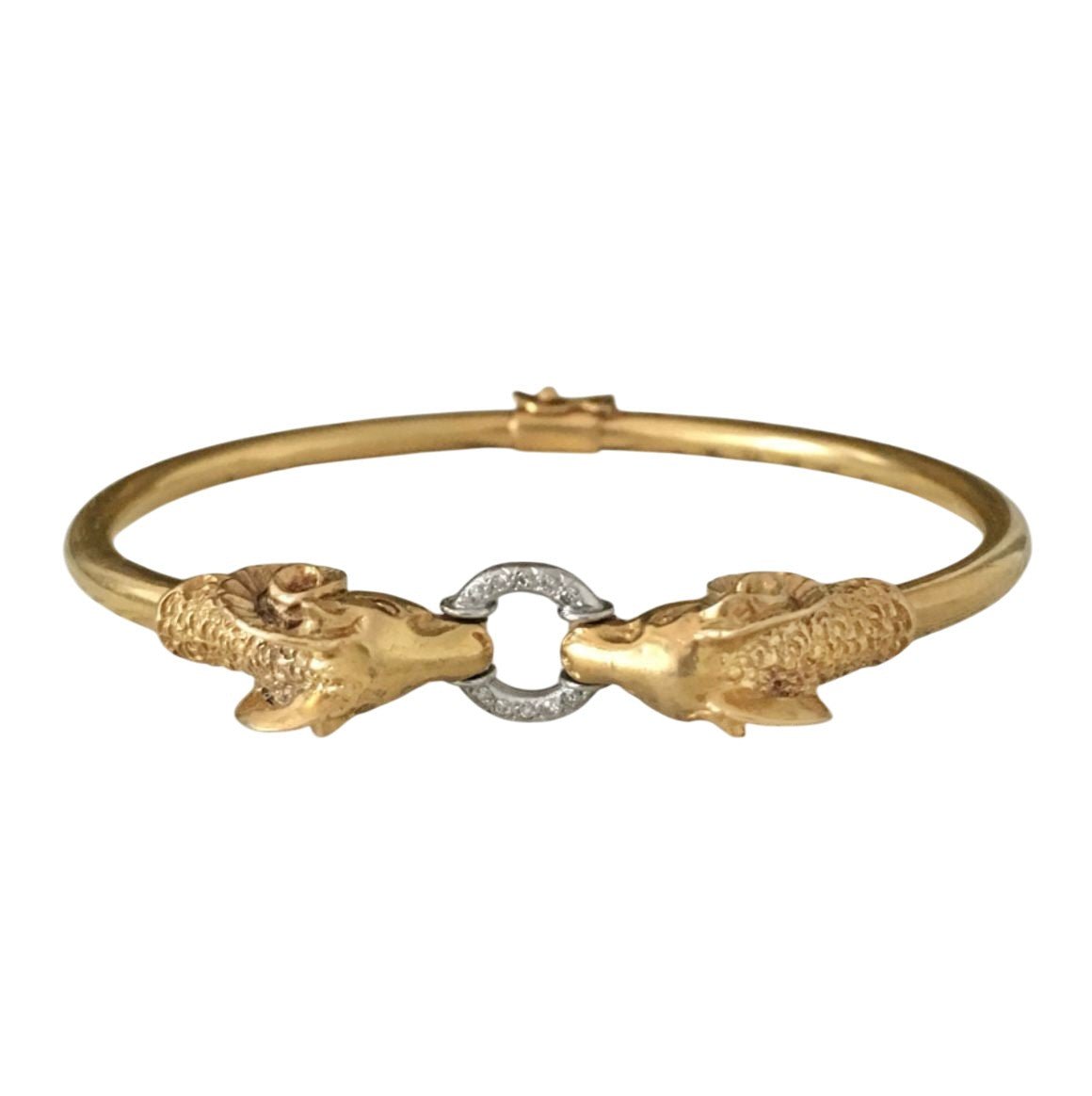 Bracelet Jonc en or blanc, or jaune et diamants - Castafiore