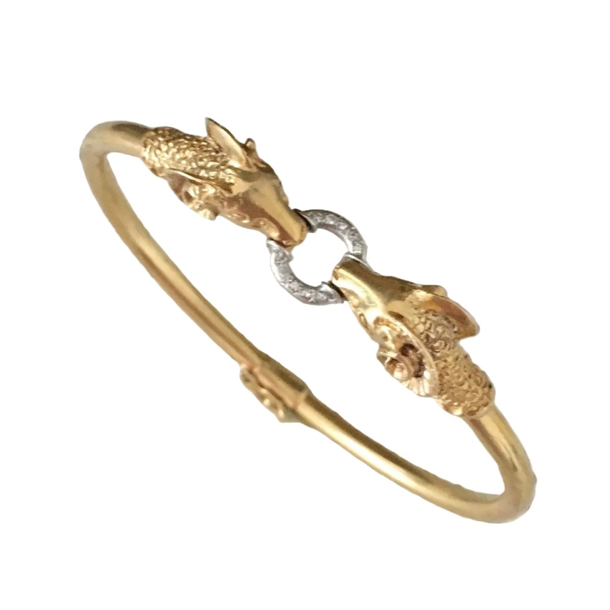 Bracelet Jonc en or blanc, or jaune et diamants - Castafiore