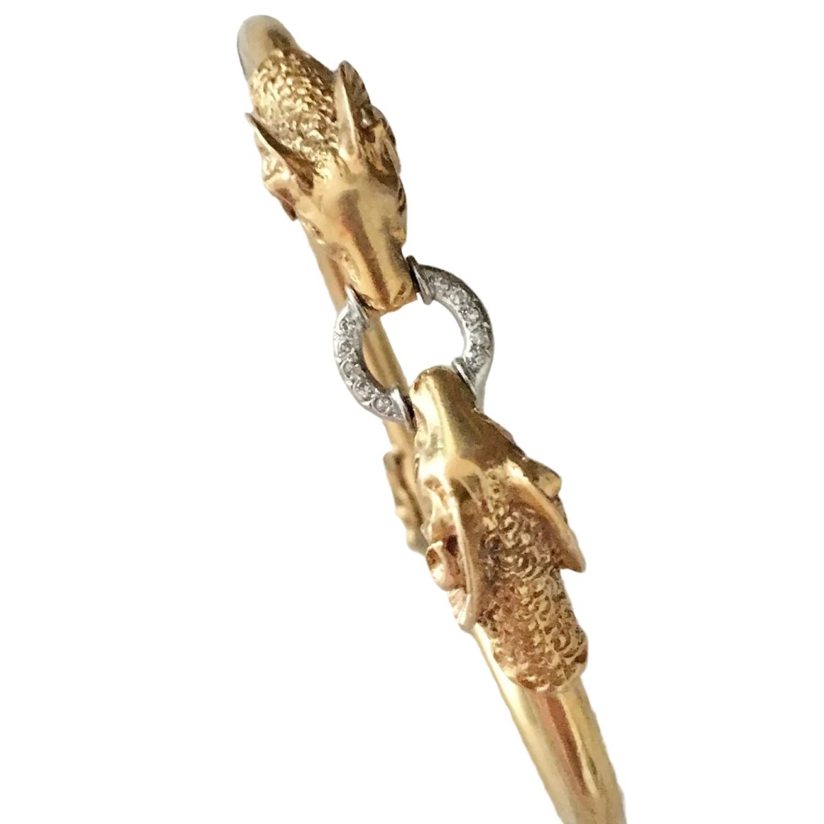 Bracelet Jonc en or blanc, or jaune et diamants - Castafiore