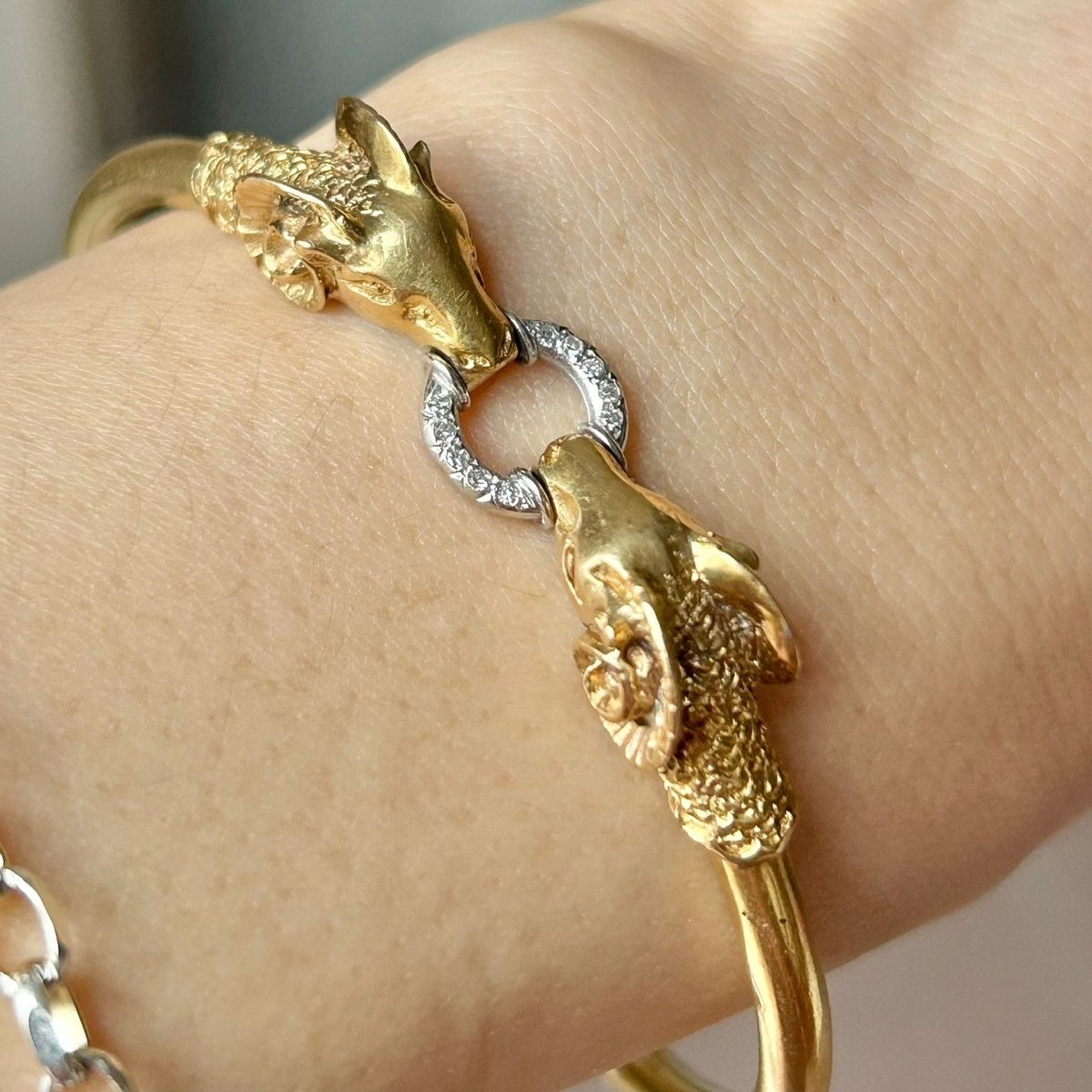 Bracelet Jonc en or blanc, or jaune et diamants - Castafiore