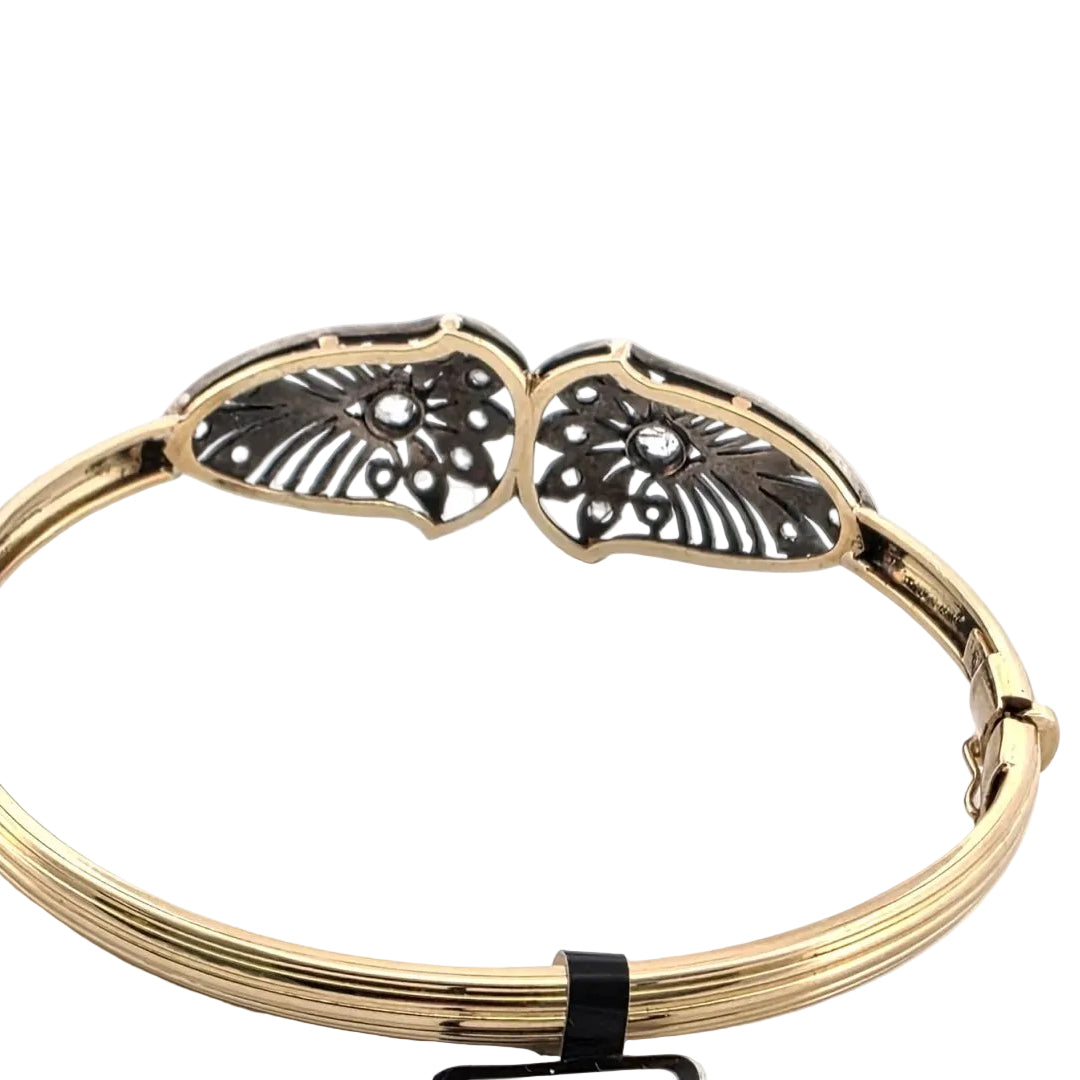 Bracelet Jonc en or jaune, argent et diamants - Castafiore