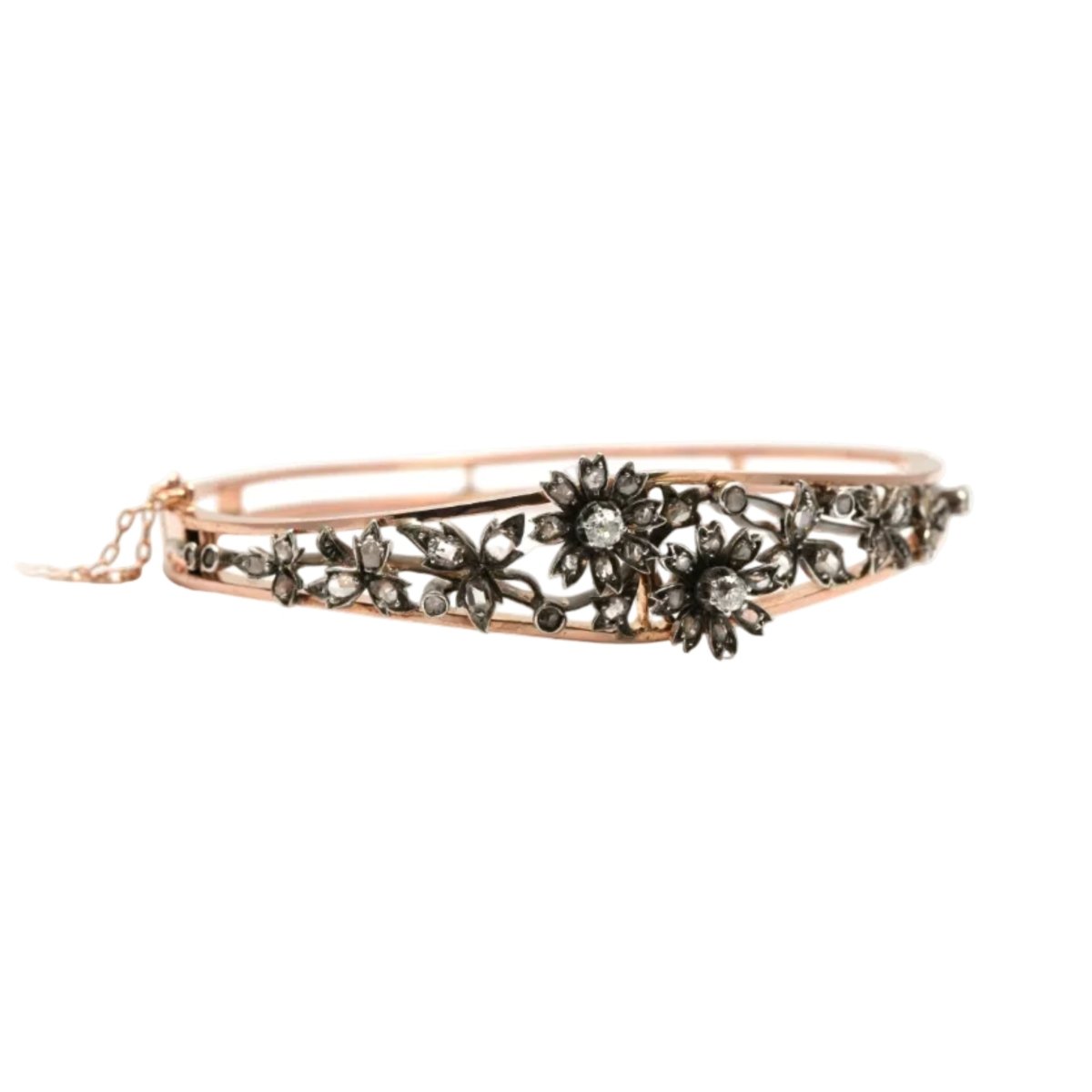 Bracelet Jonc en or jaune, argent et diamants - Castafiore