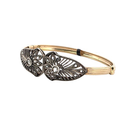 Bracelet Jonc en or jaune, argent et diamants - Castafiore