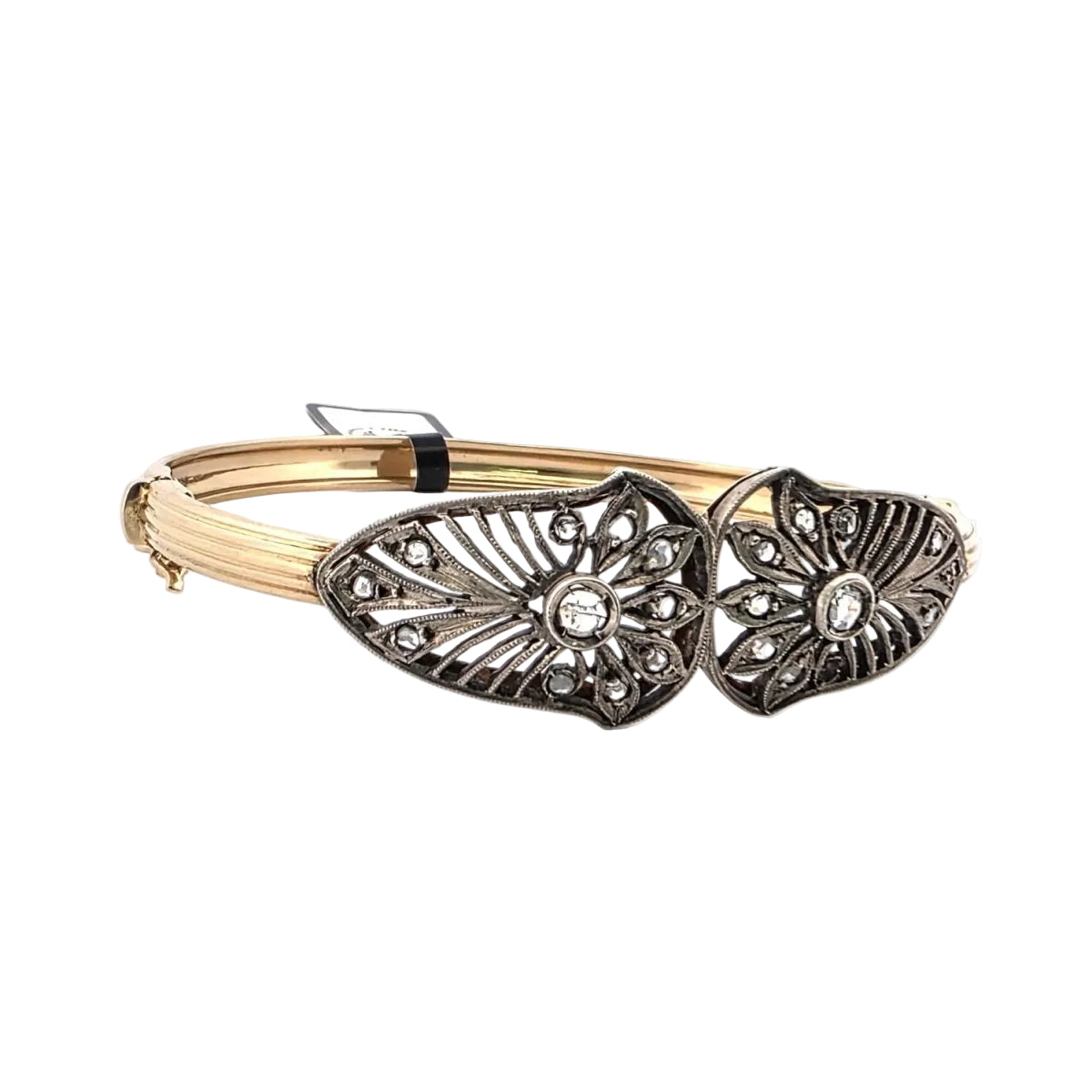 Bracelet Jonc en or jaune, argent et diamants - Castafiore