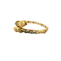 Bracelet Jonc en or jaune, émeraude et diamant - Castafiore