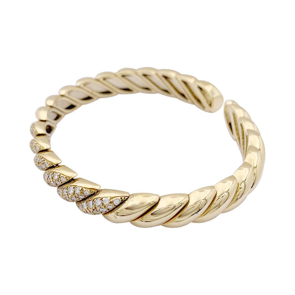 Bracelet jonc en or jaune et diamant - Castafiore